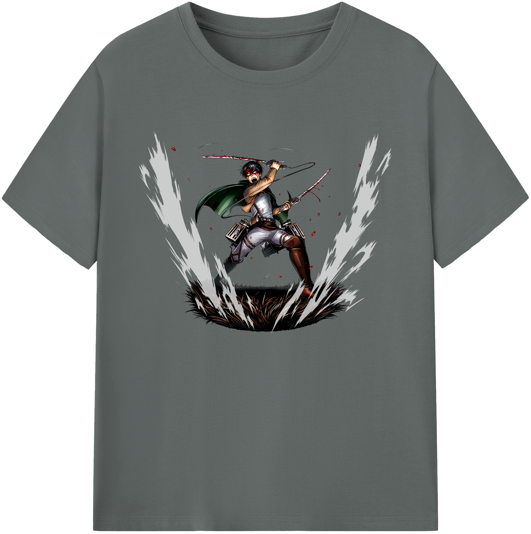 （画像用） 進撃の巨人 リヴァイ·アッカーマン Attack on Titan Levi Ackerman 綿100％ メンズ半袖Tシャツ｜肌触りやわらか＆通気性